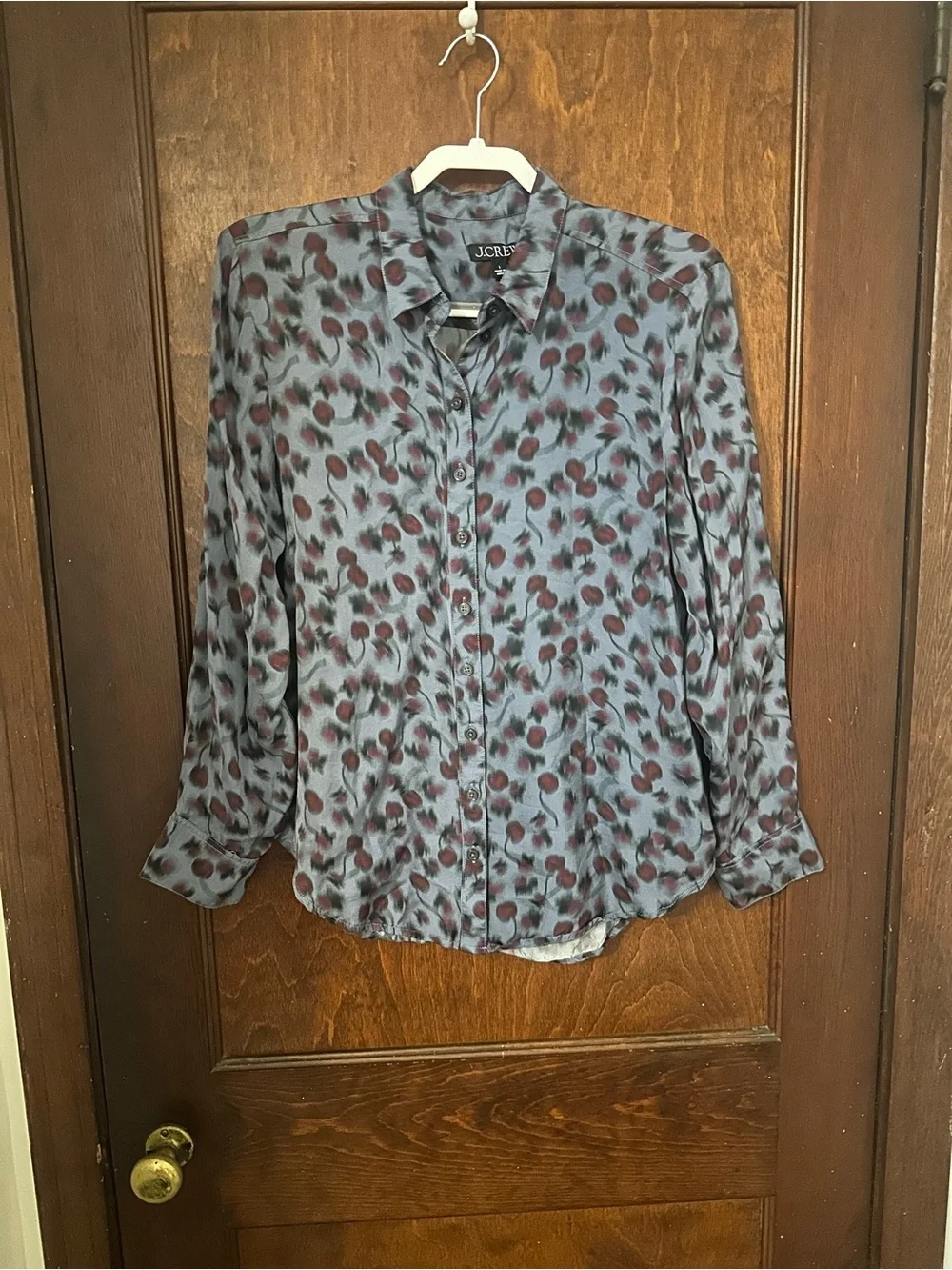 J.Crew Drapey button-up shirt in cherry-printed viscose twill Size L